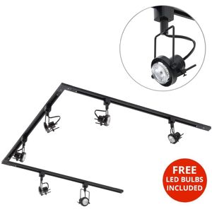 3M u Shape Track Light With 6 Greenwich Fixture & led Bulbs - Black - Litecraft