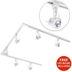 Litecraft 3M U Shape Track Light With 6 Greenwich Fixture & LED Bulbs - White