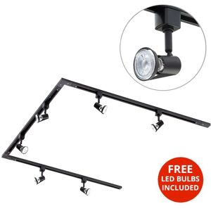 3M u Shape Track Light With 6 Harlem Fixture & led Bulbs - Black - Litecraft