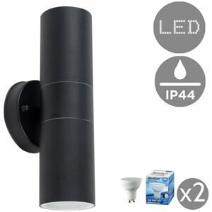 Valuelights - Outdoor Up & Down Wall Light Fittgin + 3W Dusk to Dawn Sensor Bulb - Add led Bulbs