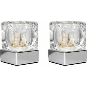 VALUELIGHTS 2 x Ice Cube Touch Table Lamps + 3W led Bulbs - Chrome