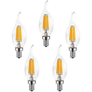 AOUGO Pieces E14 6W Dimmable led Filament Light Bulbs (60W Halogen Lamp Equivalent) 600LM Warm White 2700K Retro Candle Light Bulb C35 Energy Saving Lamp