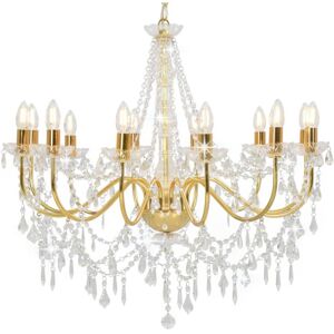 SWEIKO Chandelier with Beads Golden 12 x E14 Bulbs VDTD23208