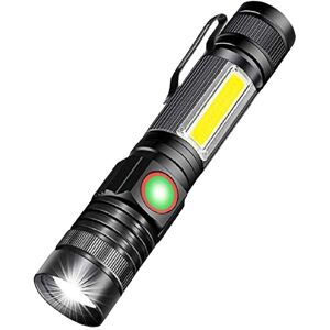 Denuotop - Torch led Flashlight usb Rechargeable Powerful Military cob Lamp Portable Zoomable Torch for Auto Garage Workshop Camping diy