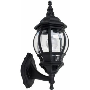 Valuelights - IP44 Black & Clear Outdoor Security Wall Light + 4W led Candle Bulb - Warm White