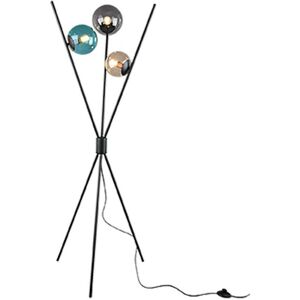 TRIO LIGHTING Trio Lance Modern 3 Light Tripod Floor Lamp Black Matt with Footswitch