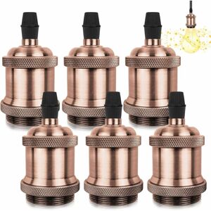 Vintage E27 Lamp Socket, 6 Pack Edison Lamp Holder Socket Retro Edison Screw Bulb Adapter Socket-DENUOTOP