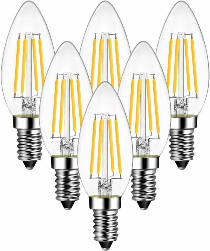 Hoopzi - Daylight E14 led Candle Filament Bulbs, 40W Incandescent Bulbs Equivalent, 4W Energy Saving Light Bulbs,C35 ses Small Edison Screw Led