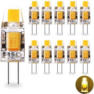Mumu - 10 Pack G4 led Light Bulbs, G4 cob Energy Saving Wall Light, 12V ac/dc G4 1.2W Equivalent to 10W G4 Halogen, Warm White 2700K, 360° Beam Angle