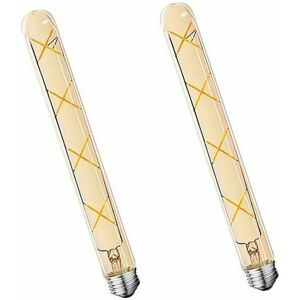 Dewdat - 2Packs E27 T30 led Filament Bulb 8W Warm White Amber Glass Light Tube(70W Halogen Equivalent)700LM Vintage Energy Saving Lamps E27,300mm