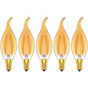 BEIJIYI 5 Pack Dimmable 4W E14 LED Vintage Filament Light Bulbs Warm White 2700K, Equivalent to 30W Incandescent Bulbs, 300LM, AC 220V