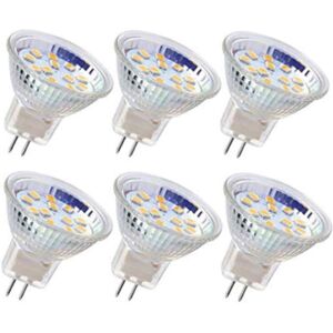BEIJIYI 6pcs MR11 GU4 LED Bulbs, 3W Spotlights, 18 LEDs, 20W Halogen Bulbs Equivalent, Non-Dimmable, 12V AC/DC, for Outdoor Track Lighting (Cool White)