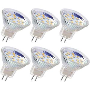 BEIJIYI 6pcs MR11 GU4 LED Bulbs, 3W Spotlights, 18 LEDs, 20W Halogen Bulbs Equivalent, Non-Dimmable, 12V AC/DC, for Outdoor Track Lighting (Warm White)