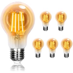 BEIJIYI E27 8W Vintage Edison Bulb, Warm White 2200K, A60 Decorative Light, Ideal for Home, Bar, Cafe, Restaurant, Non-Dimmable, Pack of 6