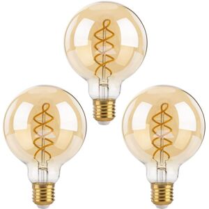 BEIJIYI E27 Dimmable Edison LED Bulbs, G80 Vintage LED Spiral Filament Decorative Light Bulb, 4W (40W Equivalent), Warm White 2700K, 470LM, Amber Glass,