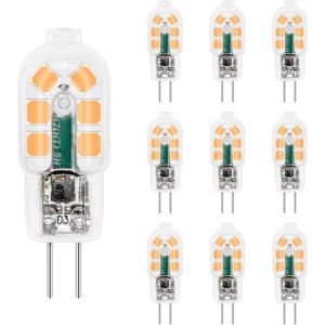 Memkey - G4 led Bulb 2W 12V Warm White 200lm, Bi-Pin G4 10W-20W Halogen Equivalent, G4 led 12V for Kitchen Hood/Cabinet/Camping, Non-Dimmable, 10