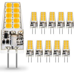 Memkey - G4 led Bulb, 2W, Equivalent to 20W Halogen Bulb, G4 led Bulb, Warm White 3000K, 220lm, Non-Dimmable, ac/dc 12V, 360 Degree, 10 Pack [Energy