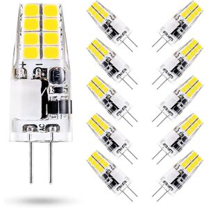 Memkey - 3W G4 led Bulb, 6000K Cool White, 35W G4 Halogen Bulb Equivalent, ac/dc 12V, 300 Lumens, Non-Dimmable, 10 Pack