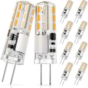 Tinor - G4 led Light Bulb, 1.4W Equivalent to 10W Halogen Lamp, ac/dc 12V, Warm White 3000K, 100LM, Non-Dimmable, Energy Saving, 360° Beam Angle - 10