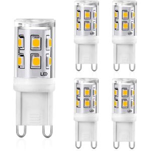 BEIJIYI G9 2W LED Bulb, 20W 25W G9 Halogen Equivalent, 200lm, 3000K Warm White, CRI 80, 360 Degree Beam Angle, AC 220-240V, Non-Dimmable, 5-Pack [Energy