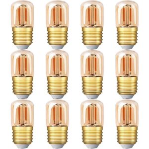 BEIJIYI Mini LED Tubular Bulb, 1W T28 Edison LED Filament Bulb, E27 Screw Base, Super Warm White 2200K, Non-Dimmable, Decorative (Amber Glass), 220V, Pack of