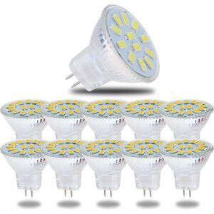 BEIJIYI MR11 GU4 5W LED Bulbs Cool White, 6000K LED Bulbs 600 Lumens, Replacement for 50W Halogen Bulbs, LED Bulbs, Non-Dimmable, 120° Beam Angle, 10 Pack