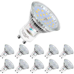 BEIJIYI Pack of 10 LED bulbs, GU10-5W equivalent to 60W, cool white 6000K, 120° wide beam, LED spot bulbs
