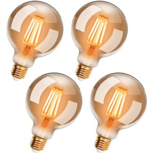 Memkey - Set of 4 Vintage led Edison Bulbs G95 E27 6W Warm White 2200K Retro Light Bulb Equivalent to 54W Incandescent Bulb Not Dimmable
