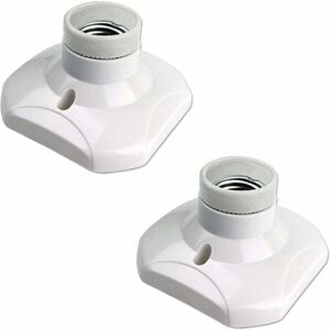 ZVD-E27 Screw Ceiling Light Socket for Indoor Wall Lamp, AC 230V, E27 LED Bulb Holder, Plastic Base E27 Socket for Garage Workshop Ceiling, Pack of 2