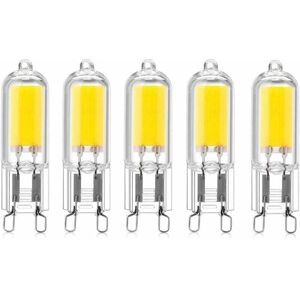 WOIYIC 5-pcs 2W G9 Capsule Base COB LED Bulb 220V 200 Lumen 10W-20W Halogen Bulb Equivalent for Chandelier Desk Lamp Wall Light Warm White 3000K [Energy WOIYIC 5-pcs 2W G9 Capsule Base COB LED Bulb 220V 200 Lumen 10W-20W Halogen Bulb Equivalent for Chandelier Desk Lamp Wall Light Warm White 3000K [Energy
