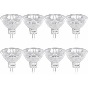 Dewdat - 50W GU5.3 MR16 Dimmable Halogen Bulb, dc 12V Low Voltage 2 Pin Base Spotlight Reflector Light Bulbs, 800 Lumen, Warm White 2800K(8-PCS) Dewdat - 50W GU5.3 MR16 Dimmable Halogen Bulb, dc 12V Low Voltage 2 Pin Base Spotlight Reflector Light Bulbs, 800 Lumen, Warm White 2800K(8-PCS)