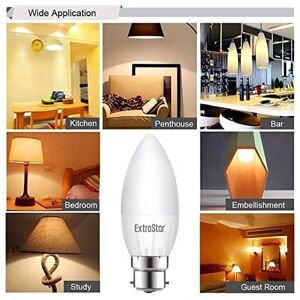 EXTRASTAR 6W led Candle Light Bulb B22, 3000K Warm White (Pack of 10) EXTRASTAR 6W led Candle Light Bulb B22, 3000K Warm White (Pack of 10)