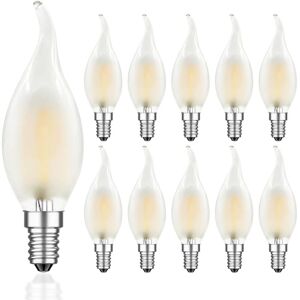 Aiperq - E14 4W Dimmable led Filament Bulb, Flame Light Bulbs, Warm White 2700K, 360° Beam Angle, 10 Pack Aiperq - E14 4W Dimmable led Filament Bulb, Flame Light Bulbs, Warm White 2700K, 360° Beam Angle, 10 Pack