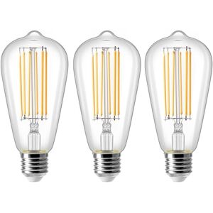 BEIJIYI E27 ST64 8W LED Bulb, Vintage Edison Filament Light Bulb, 80W Equivalent, Warm White 2700K, 800LM, Retro Decorative Lamp, Non-Dimmable, 3-Pack BEIJIYI E27 ST64 8W LED Bulb, Vintage Edison Filament Light Bulb, 80W Equivalent, Warm White 2700K, 800LM, Retro Decorative Lamp, Non-Dimmable, 3-Pack
