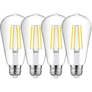 BEIJIYI E27 ST64 LED Filament Bulb, 8W Cool White Vintage Light Bulb, 6500K, Vintage Edison Bulb, Retro Antique Lamp, Equivalent to 80W Incandescent Bulb, 4 BEIJIYI E27 ST64 LED Filament Bulb, 8W Cool White Vintage Light Bulb, 6500K, Vintage Edison Bulb, Retro Antique Lamp, Equivalent to 80W Incandescent Bulb, 4