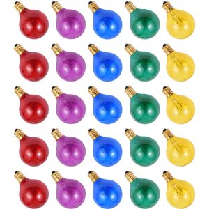 Groofoo - 25PCS G40 Tungsten Light Bulb Replacement 5 Colors 7W 220-240V Globe Bulb E12 Base Light Bulbs for Patio Home Wedding Party Decoration Groofoo - 25PCS G40 Tungsten Light Bulb Replacement 5 Colors 7W 220-240V Globe Bulb E12 Base Light Bulbs for Patio Home Wedding Party Decoration