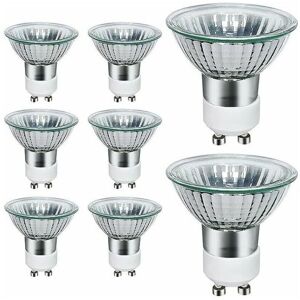 TEHTUY GU10 Halogen Bulbs, Pack of 8 50W GU10 Halogen Spotlights, AC 220V-240V, 700 Lumens, 3000K Warm White, 40° Beam Angle TEHTUY GU10 Halogen Bulbs, Pack of 8 50W GU10 Halogen Spotlights, AC 220V-240V, 700 Lumens, 3000K Warm White, 40° Beam Angle