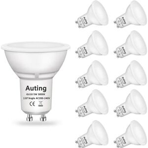 COOCHEER GU10 LED bulb, warm white (3000 K), 5 W, 470 lumens, equivalent to 35 W halogen bulb, 120° beam angle, color rendering index (CRI) 82, 220–240 V AC, COOCHEER GU10 LED bulb, warm white (3000 K), 5 W, 470 lumens, equivalent to 35 W halogen bulb, 120° beam angle, color rendering index (CRI) 82, 220–240 V AC,