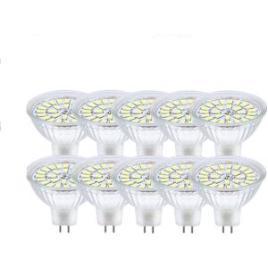 Aougo - GU5.3 led Light Bulb Cool White 6000K, MR16 led 12V 3W Equivalent to 30W Halogen, led Spot Light Bulbs Non Dimmable, Pack of 10 [Energy Class Aougo - GU5.3 led Light Bulb Cool White 6000K, MR16 led 12V 3W Equivalent to 30W Halogen, led Spot Light Bulbs Non Dimmable, Pack of 10 [Energy Class