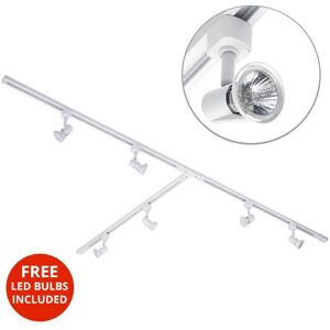 Litecraft - 3M t Shape Track Light With 6 Harlem Fixture & led Bulbs - White Litecraft - 3M t Shape Track Light With 6 Harlem Fixture & led Bulbs - White