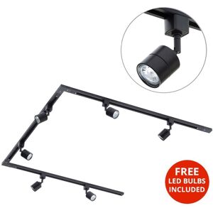 Litecraft - 3M u Shape Track Light With 6 Soho Fixture & led Bulbs - Black Litecraft - 3M u Shape Track Light With 6 Soho Fixture & led Bulbs - Black