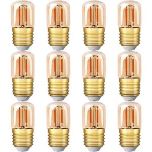 BEIJIYI Mini LED Tubular Bulb, 1W T28 Edison LED Filament Bulb, E27 Screw Base, Super Warm White 2200K, Non-Dimmable, Decorative (Amber Glass), 220V, Pack of BEIJIYI Mini LED Tubular Bulb, 1W T28 Edison LED Filament Bulb, E27 Screw Base, Super Warm White 2200K, Non-Dimmable, Decorative (Amber Glass), 220V, Pack of