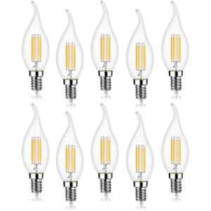 WOIYIC Pack of 10 4W LED Filament Bulb E14 470LM Candle Flame Cool White 6000K, Non-Dimmable, 360° Beam Angle WOIYIC Pack of 10 4W LED Filament Bulb E14 470LM Candle Flame Cool White 6000K, Non-Dimmable, 360° Beam Angle