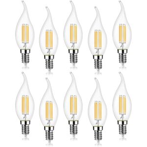 Memkey - 10 pieces 4W led light bulb E14 470LM flame candle cold white 6000K, not dimmable, 360° beam angle Memkey - 10 pieces 4W led light bulb E14 470LM flame candle cold white 6000K, not dimmable, 360° beam angle