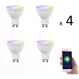 TEHTUY (Pack of 4) GU10 LED Smart Bulb with Wifi - RGB - 4.8W - 380 lm TEHTUY (Pack of 4) GU10 LED Smart Bulb with Wifi - RGB - 4.8W - 380 lm