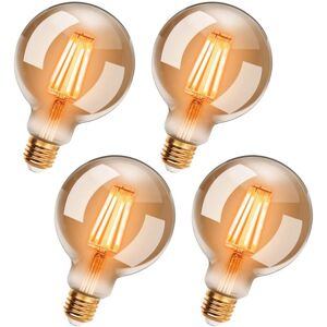 WOIYIC Pack of 4 Vintage Edison G95 E27 LED Bulbs, 6W, Warm White 2200K, Retro Filament Bulb, 54W Incandescent Bulb Equivalent, Non-Dimmable WOIYIC Pack of 4 Vintage Edison G95 E27 LED Bulbs, 6W, Warm White 2200K, Retro Filament Bulb, 54W Incandescent Bulb Equivalent, Non-Dimmable