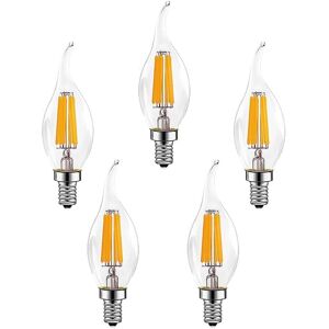 Aougo - Pieces E14 6W Dimmable led Filament Light Bulbs (60W Halogen Lamp Equivalent) 600LM Warm White 2700K Retro Candle Light Bulb C35 Energy Aougo - Pieces E14 6W Dimmable led Filament Light Bulbs (60W Halogen Lamp Equivalent) 600LM Warm White 2700K Retro Candle Light Bulb C35 Energy