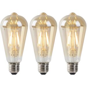 Luedd - Set of 3 E27 led Bulbs ST64 Gold with Dusk Sensor 4W 400LM 2200K Luedd - Set of 3 E27 led Bulbs ST64 Gold with Dusk Sensor 4W 400LM 2200K