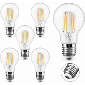Dewdat - set of 6 E27 led Filament bulbs Warm White 2700K 4W 400LM equivalent to 40W halogen bulb Low consumption bulb A60 Vintage Edison bulb Dewdat - set of 6 E27 led Filament bulbs Warm White 2700K 4W 400LM equivalent to 40W halogen bulb Low consumption bulb A60 Vintage Edison bulb