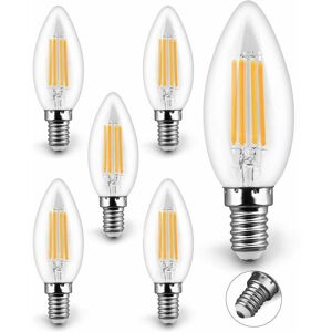 Dewdat - Set of 6 led Candle Bulbs E14.6W Warm White Light 2700K 400LM Equivalent Incandescent Bulb 50W Edison Screw Candle Bulbs Used For Chandelier Dewdat - Set of 6 led Candle Bulbs E14.6W Warm White Light 2700K 400LM Equivalent Incandescent Bulb 50W Edison Screw Candle Bulbs Used For Chandelier